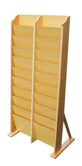 20-Pocket Wooden Magazine Stand